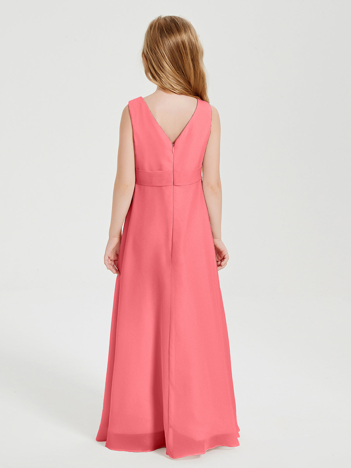 Boho Long Chiffon Bridesmaid Dresses Cascading Skirt Watermelon